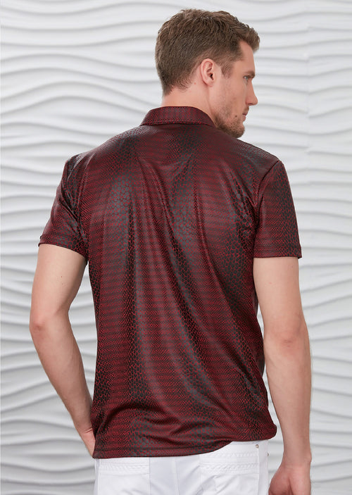 Burgundy Alligator Print Polo