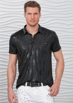 Black Brushstroke Print Polo