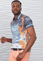 Blue Gold "Florence" Print Polo