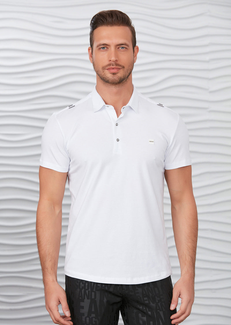 White Buckle Detailed Polo