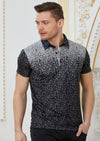 Black Alphabet Scattered Print Polo