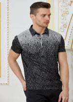 Black Alphabet Scattered Print Polo