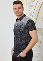 Black Alphabet Scattered Print Polo