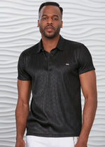 Black Leaf Print Polo