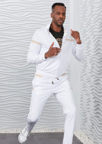 White Gold Embroidery 2-pieces Tracksuit