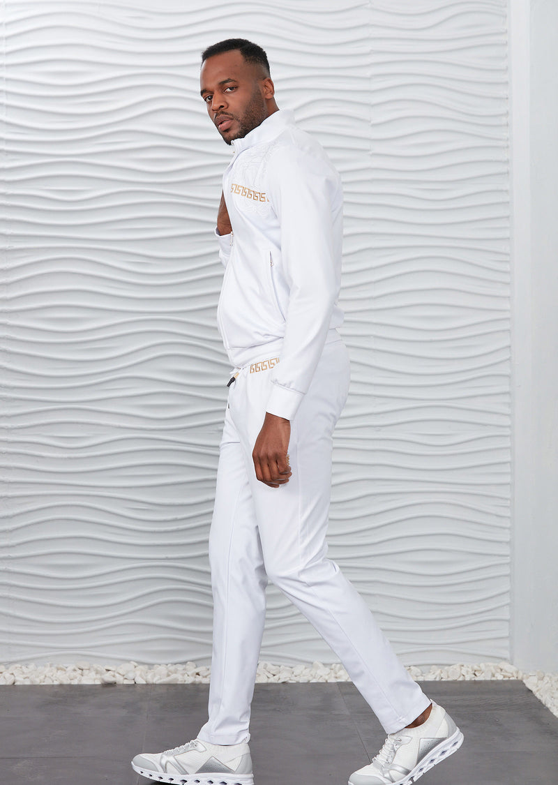 White Gold Embroidery 2-pieces Tracksuit
