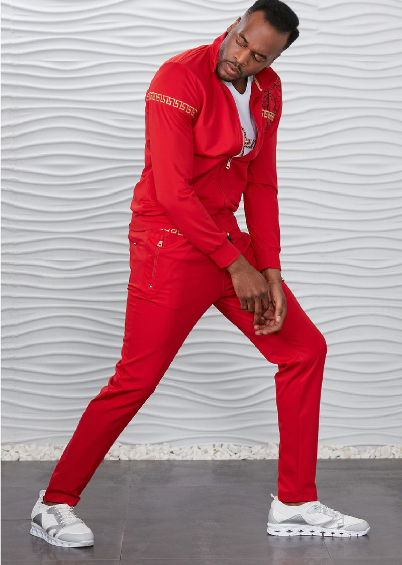 Red Gold Embroidery 2-pieces Tracksuit