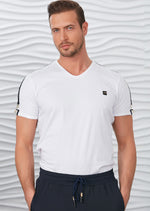 White Black Trim Buckle Tee