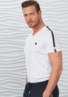 White Black Trim Buckle Tee