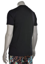 Black Leather Trim Zipper Tee