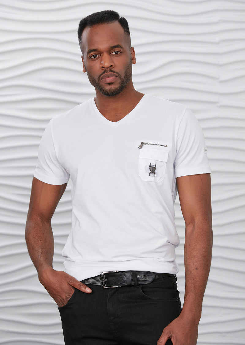 White Buckle Detailed Tee