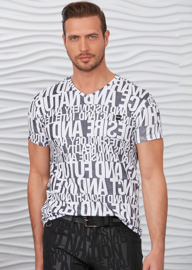 White Black "Words" Print Tee