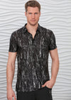 Black Silver Raindrop Print Polo