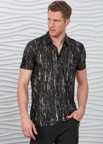 Black Silver Raindrop Print Polo