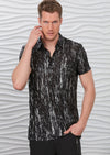 Black Silver Raindrop Print Polo