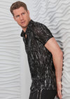 Black Silver Raindrop Print Polo