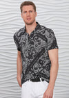 Black Houndstooth Plaid Polo