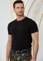 Black Meander Glitter Tipped Sleeve Tee