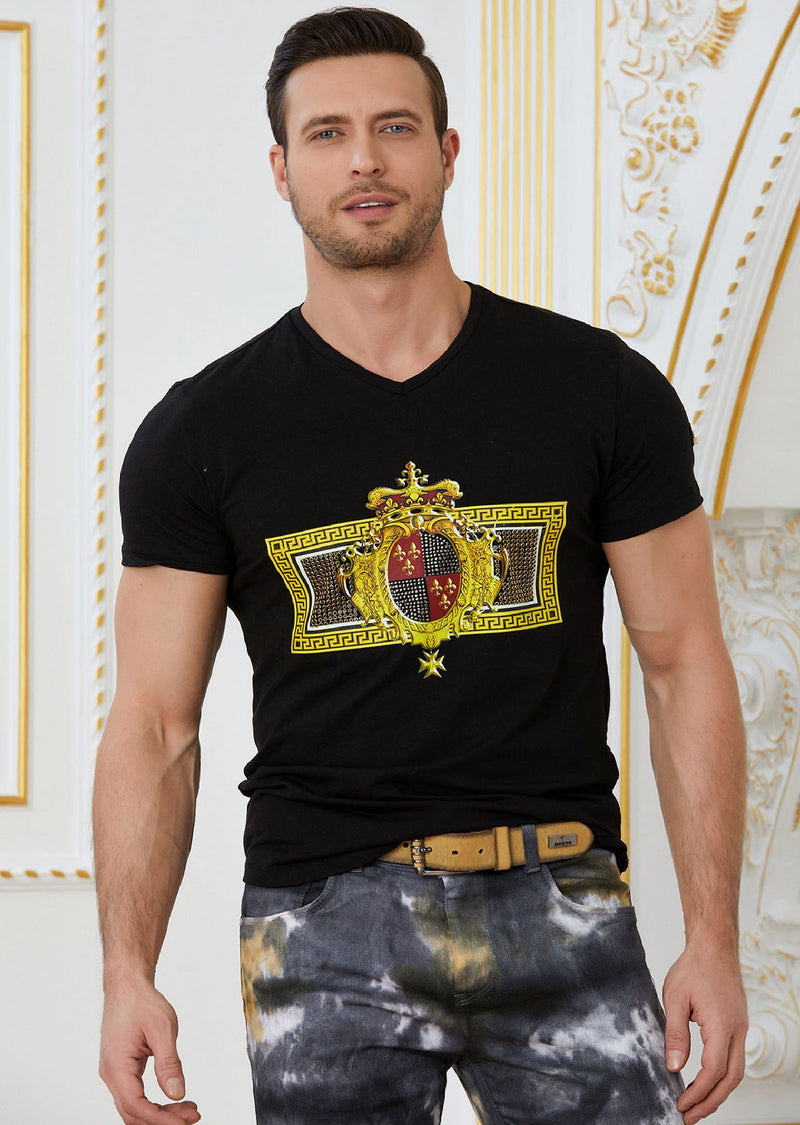 Black "Imperial Crown" Rhinestone Tee