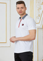 White Red Greca Motif Polo