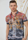 Red "Hercules" Burn-out Print Polo