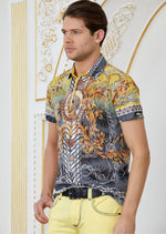 Gold "Hercules" Burn-out Print Polo