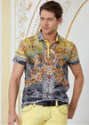 Gold "Hercules" Burn-out Print Polo