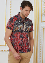 Black "Double Face" Burn-out Print Polo