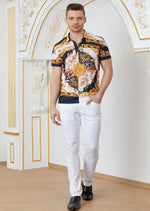 Black Gold "Baroque" Print Polo