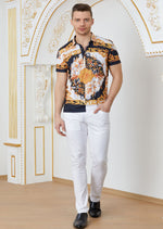 Black Gold "Baroque" Print Polo