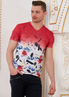 Red Degraded Graffiti Print Tee