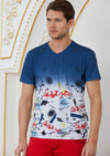 Navy Degraded Graffiti Print Tee