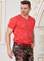 Red  Floral "Venezia" Lace Tee