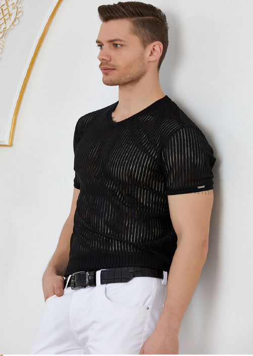 Black "Venezia" Lace Tee