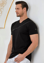 Black Mesh Zipper Detailed Tee