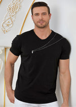 Black Mesh Zipper Detailed Tee