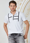 White Black Ribbon Zipper Polo