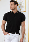 Black Embroidery Rhinestone Polo