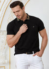 Black Embroidery Rhinestone Polo