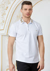 White Embroidery Rhinestone Polo