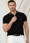 Black Silver Double Collar Polo