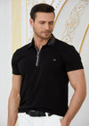 Black Silver Double Collar Polo