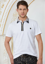 White Gold Double Collar Polo