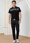 Black Zipper Mesh Polo