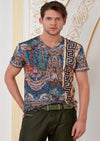 Blue Brown Mosaic Border Tee