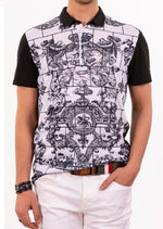 Black Crest Tile Print Polo