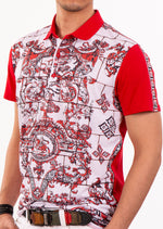 Red Crest Tile Print Polo