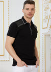 Black Silver "Vegas" Studded Polo