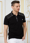 Black Silver "Vegas" Studded Polo