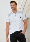 White Black "Vegas" Studded Polo